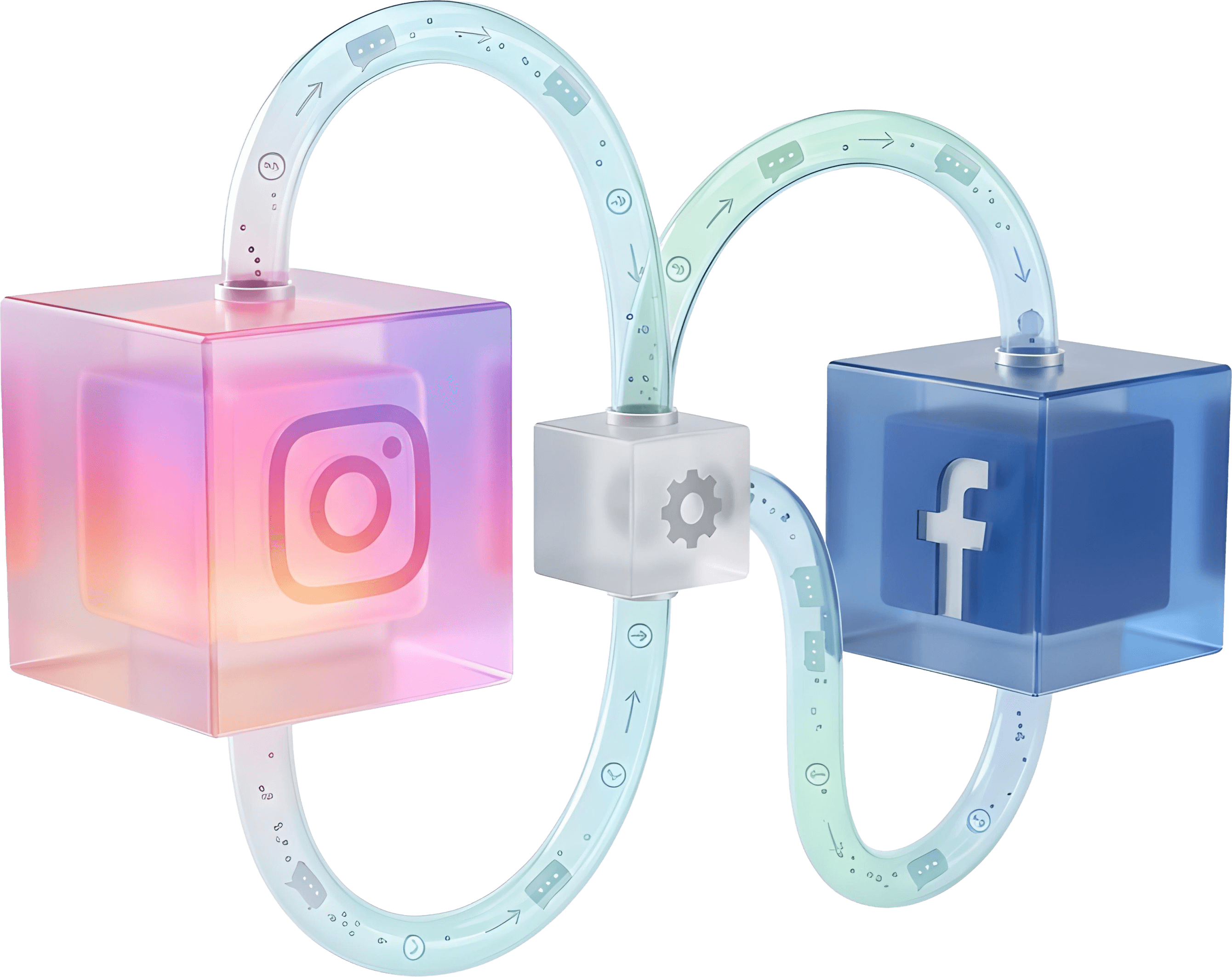 Facebook and Instagram automation blocks illustration